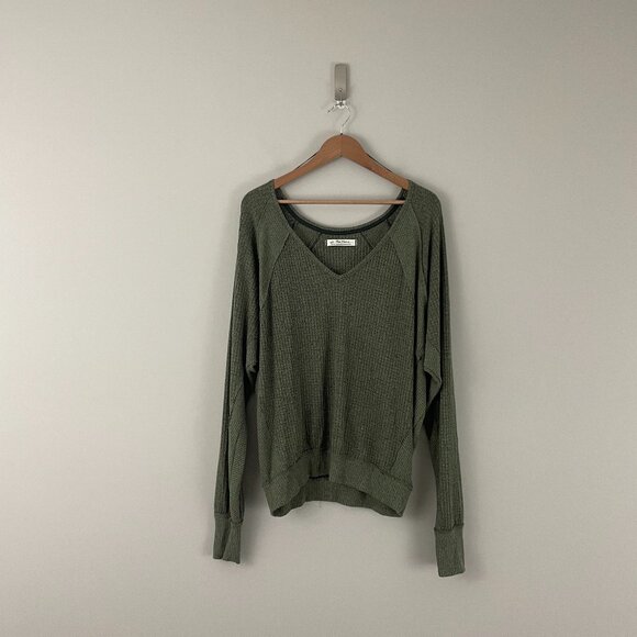 Free People We The Free Santa Clara Thermal Top Army Green Size Medium - Picture 1 of 6